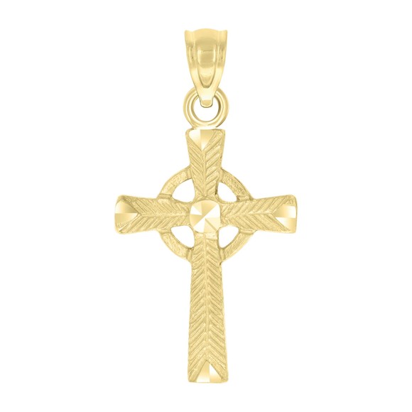 10kt 10k Yellow Gold Unisex Textured Cross Religious Charm Pendant